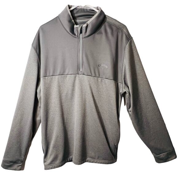 Callaway Pullover Mens Size XXLT Gray Lightweight Fleece Zip Band Collar Pockets - Picture 1 of 8